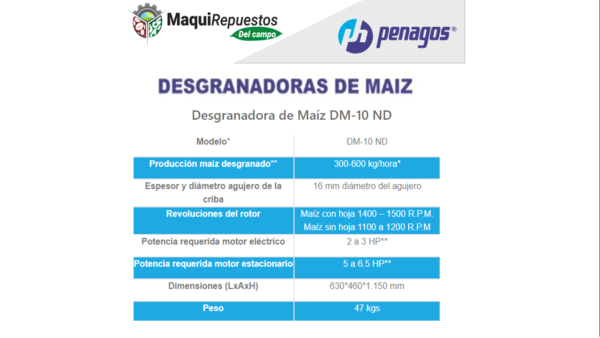 DESGRANADORA DE MAÍZ PENAGOS DM-10 ND - Image 2