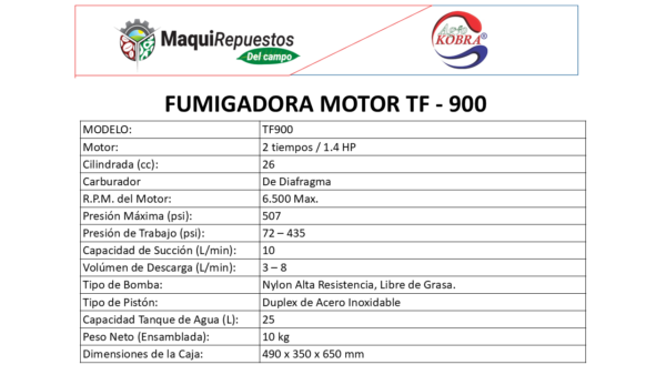 FUMIGADORA MOTOR TF-900 GALAICO - Image 2