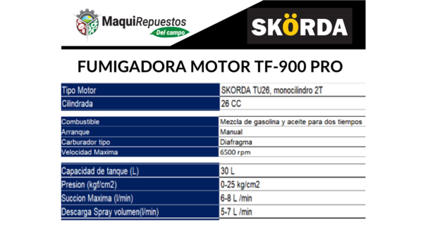 FUMIGADORA MOTOR TF-900 PRO SKORDA - Image 2