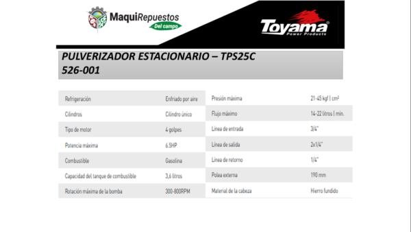FUMIGADORA PULVERIZADOR ESTACIONARIO – TPS25C - Image 2
