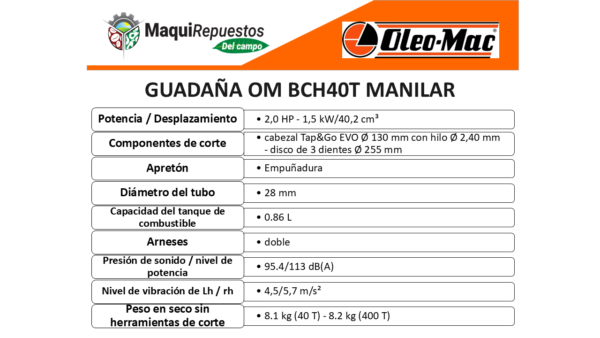 GUADAÑA OLEO MAC BCH40T MANILAR - Image 2