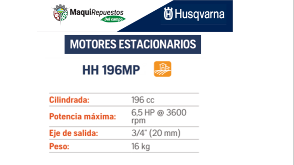 MOTORES ESTACIONARIOS HUSQVARNA HH 196MP - Image 2