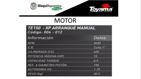 Motor de gasolina – TE150-XP - Image 2