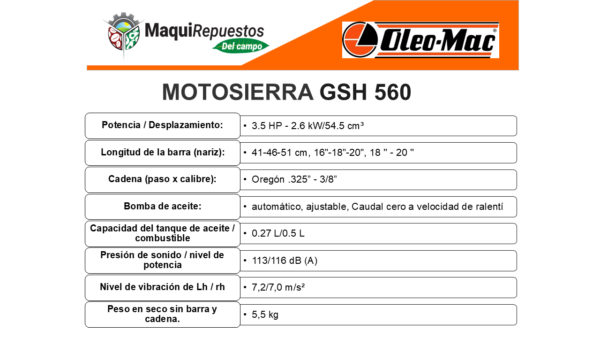 MOTOSIERRA OLEO MAC GSH 560 - Image 2