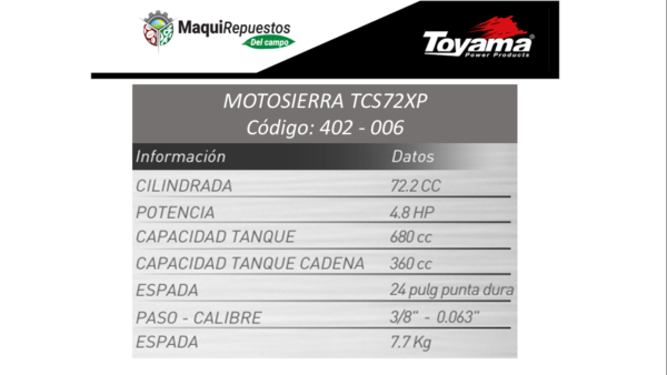MOTOSIERRA DE GASOLINA – TCS72XP-24AT - Image 2